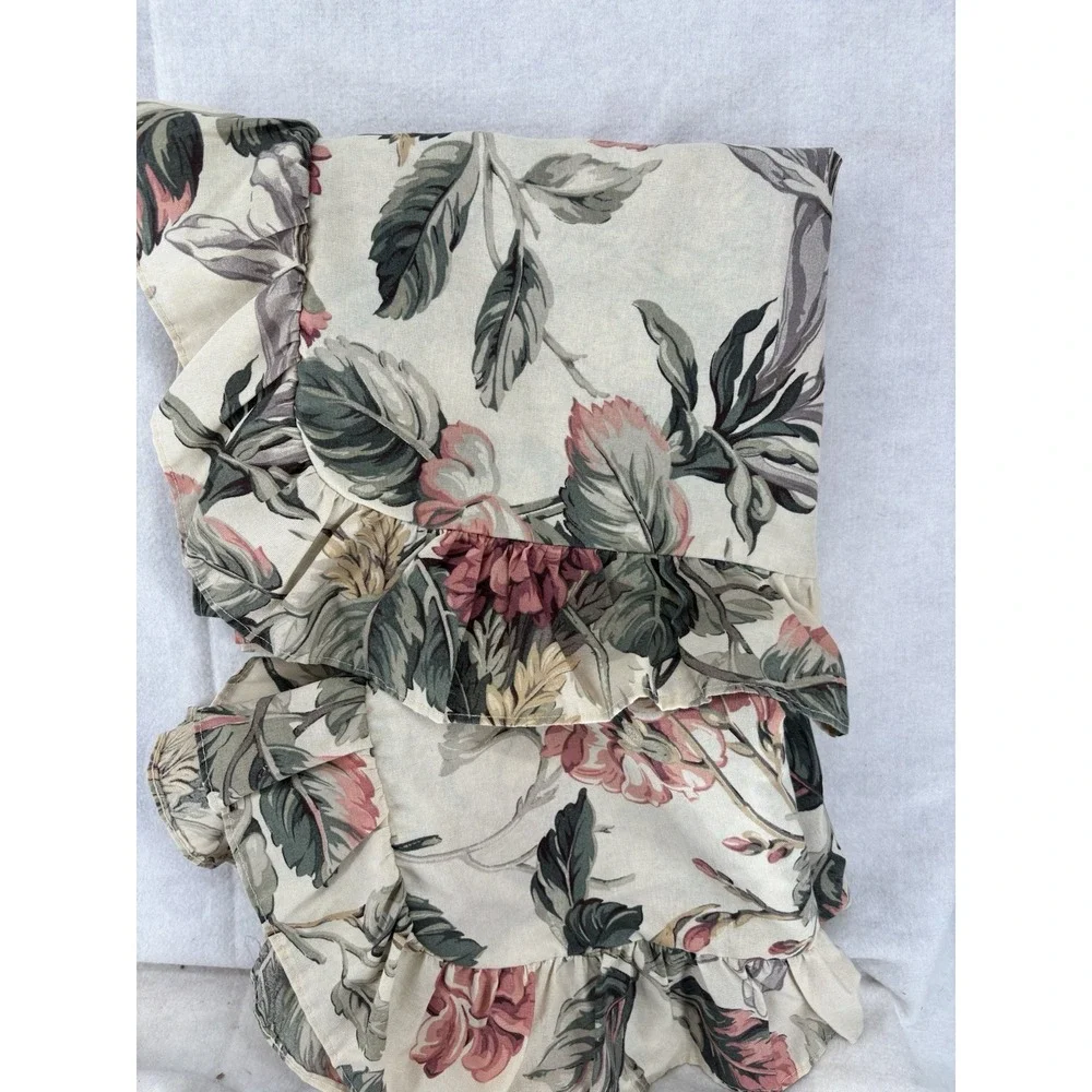 Vtg Dan River Pillow Shams King Floral Cream With Roses Pair Cottagecore